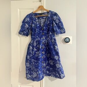Blue Floral Button-Down Dress